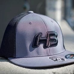 HB Sports Headbanger Sports I8501 Cap America Flexfit Performance Trucker Mesh Back Hat: Graphite / Black Apparel