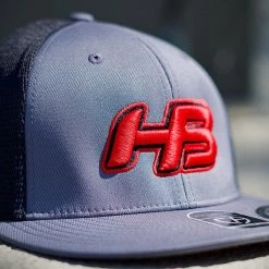 HB Sports Headbanger Sports I8501 Cap America Flexfit Performance Trucker Mesh Back Hat: Graphite / Red