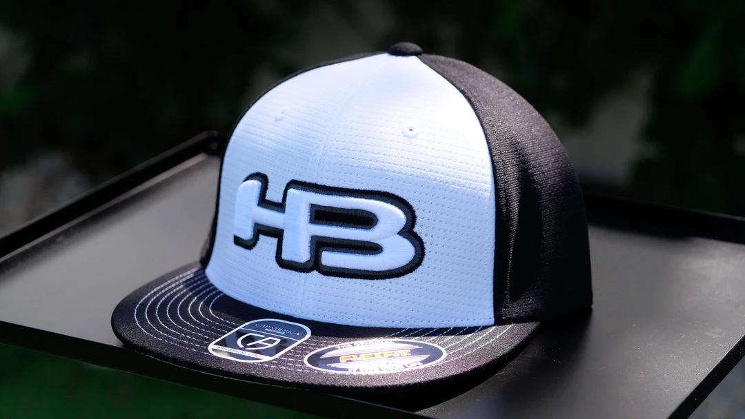 HB Sports Headbanger Sports Exclusive I8508 Flexfit Aerated Performance Hat: Black / White 4 HB Sports Headbanger Sports Exclusive I8508 Flexfit Aerated Performance Hat: Black / White