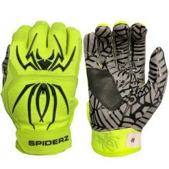 2022 Spiderz Hybrid Batting Gloves: Neon Yellow/Black Gear