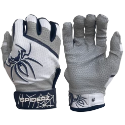 2022 Spiderz PRO Model Batting Gloves: White/Navy Blue