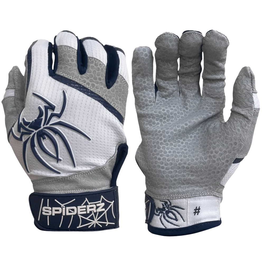 2022 Spiderz PRO Model Batting Gloves: White/Navy Blue 3 2022 Spiderz PRO Model Batting Gloves: White/Navy Blue