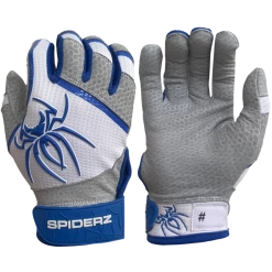 2022 Spiderz PRO Model Batting Gloves: White/Royal Blue Gear