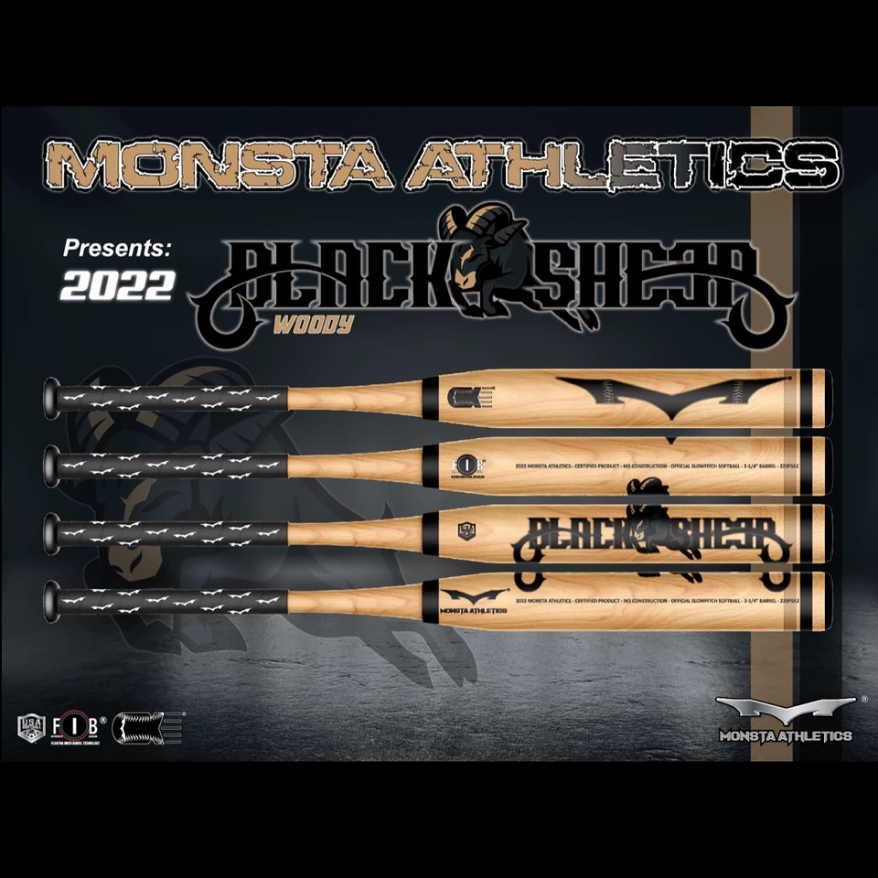 Monsta Athletics Bats Monsta Wood Grain Black Sheep LE 12.5" USA Slowpitch Softball Bat: Balanced 3 Monsta Athletics Bats Monsta Wood Grain Black Sheep LE 12.5" USA Slowpitch Softball Bat: Balanced
