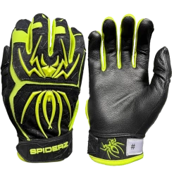 Gear 2022 Spiderz ENDITE Batting Gloves: Black And Neon Yellow