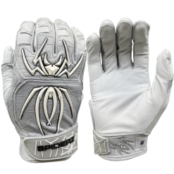 2022 Spiderz ENDITE Batting Gloves: Grey And White