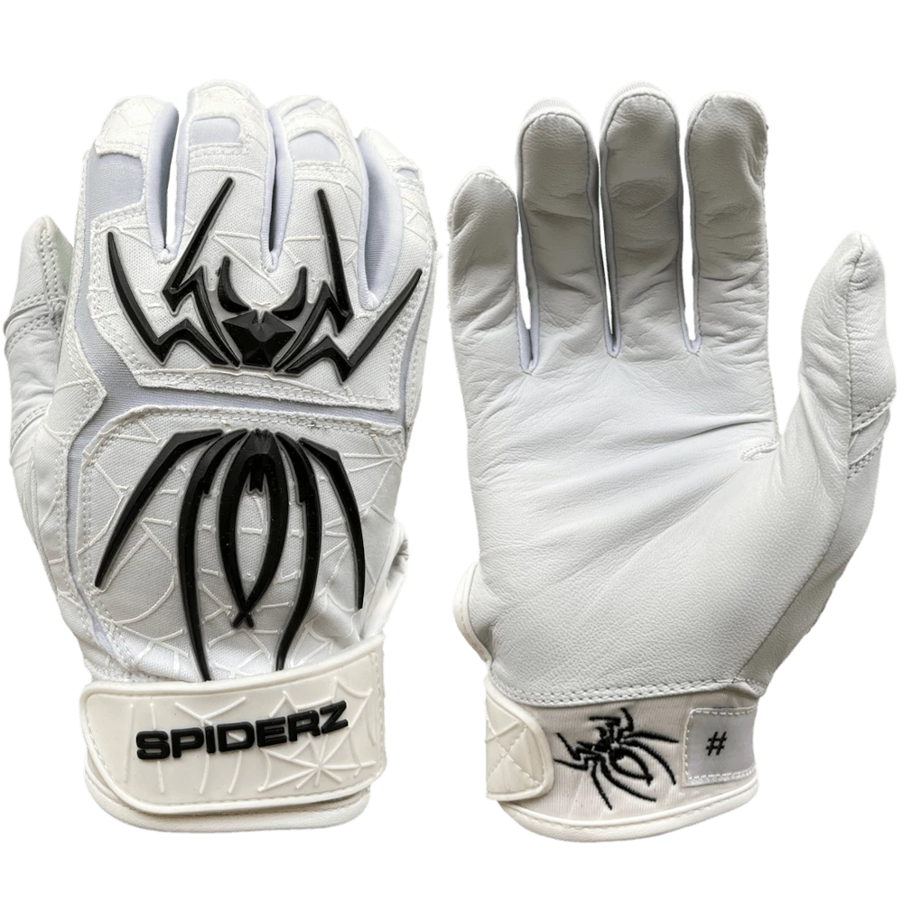 2022 Spiderz ENDITE Batting Gloves: White And Black Gear 3 2022 Spiderz ENDITE Batting Gloves: White And Black Gear