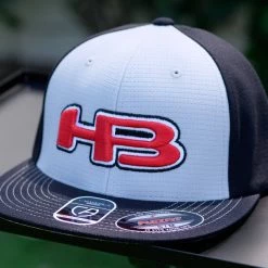 HB Sports Headbanger Sports Exclusive I8508 Flexfit Aerated Performance Hat: Black / Grey / Red