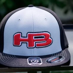 HB Sports Headbanger Sports Exclusive I8508 Flexfit Aerated Performance Hat: Black / Grey / Red