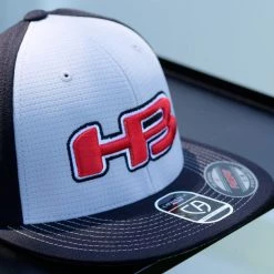 HB Sports Headbanger Sports Exclusive I8508 Flexfit Aerated Performance Hat: Black / Grey / Red