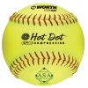 Worth 12" ASA Hot Dot Slowpitch Softballs (Dozen): AHD12SY 1 Worth 12" ASA Hot Dot Slowpitch Softballs (Dozen): AHD12SY