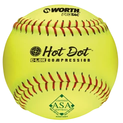 Worth 12" ASA Hot Dot Slowpitch Softballs (Dozen): AHD12SY