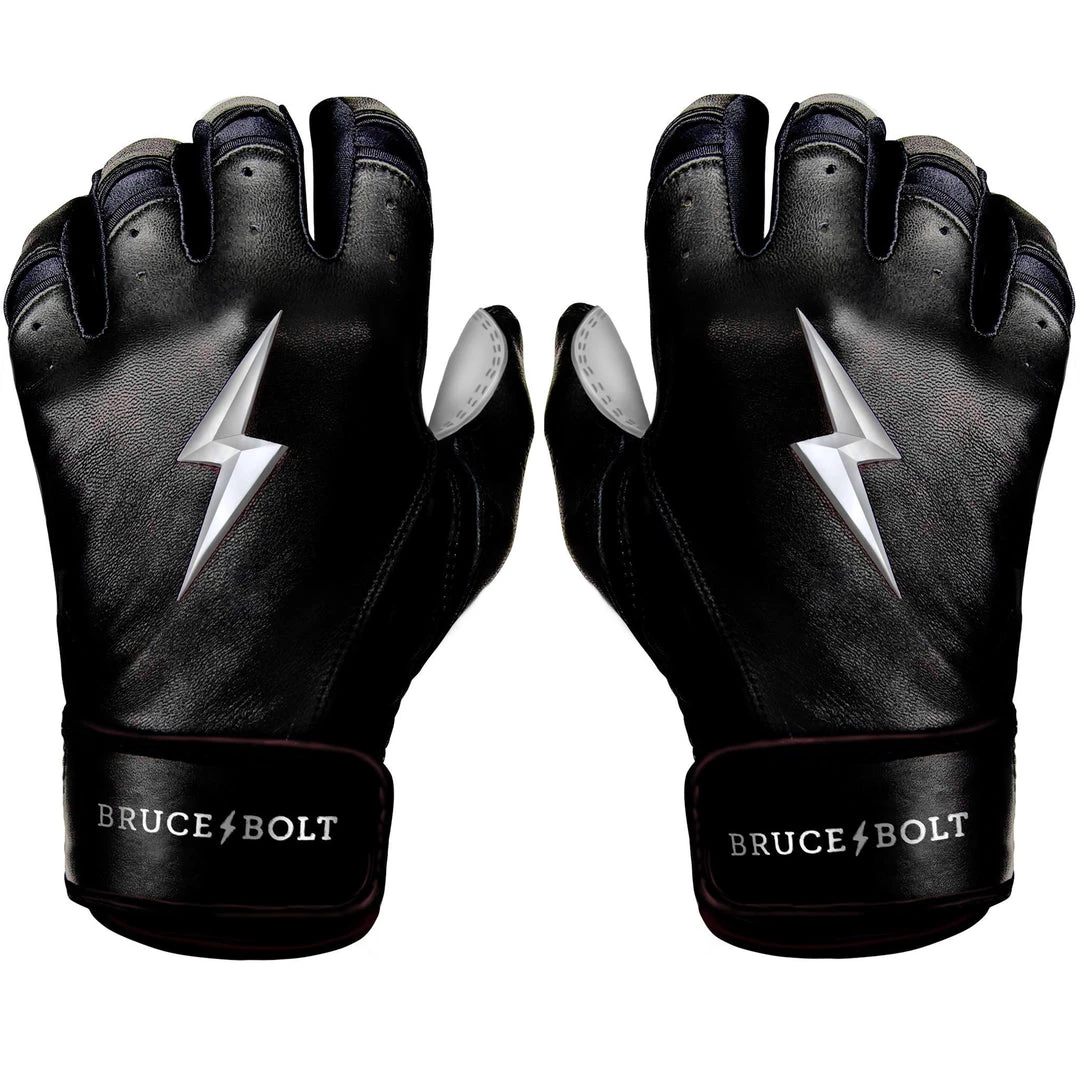 Gear Bruce Bolt PREMIUM PRO Chrome Series Short Cuff Batting Gloves: Black 3 Gear Bruce Bolt PREMIUM PRO Chrome Series Short Cuff Batting Gloves: Black