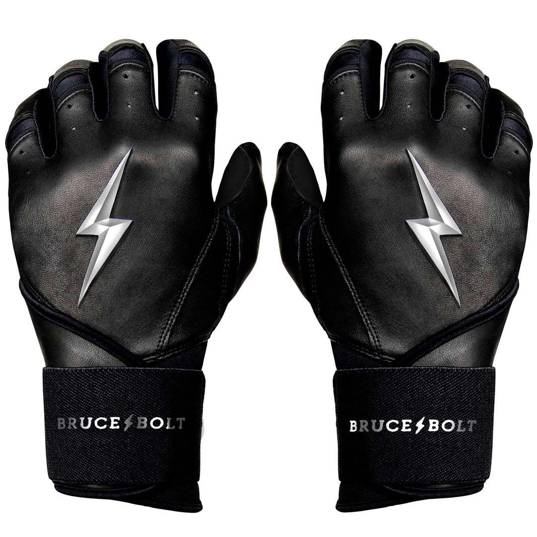 Bruce Bolt PREMIUM PRO Chrome Series Long Cuff Batting Gloves: Black Gear 3 Bruce Bolt PREMIUM PRO Chrome Series Long Cuff Batting Gloves: Black Gear
