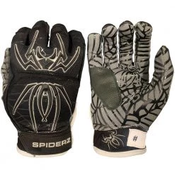 2021 Spiderz HYBRID Batting Gloves: Black/Silver