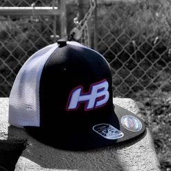 HB Sports Headbanger Sports I8501 Cap America Flexfit Performance Trucker Mesh Back Hat: Black / White / RWB