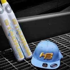 HB Sports Headbanger Sports I8503 Cap America Flexfit Perforated Performance Hat: Powder Blue & Yellow Apparel