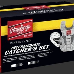Rawlings Intermediate White/Silver VELO 2.0 Catcher's Gear Box Set: CSV2I-W/SIL