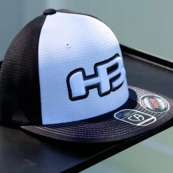 HB Sports Headbanger Sports Exclusive I8508 Flexfit Aerated Performance Hat: Black / White 7 HB Sports Headbanger Sports Exclusive I8508 Flexfit Aerated Performance Hat: Black / White