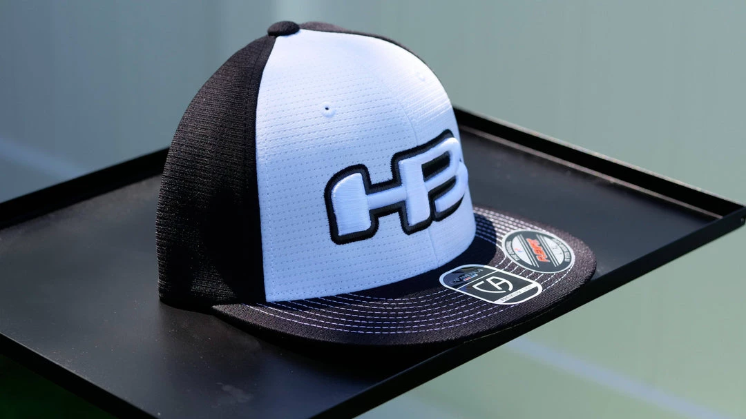 HB Sports Headbanger Sports Exclusive I8508 Flexfit Aerated Performance Hat: Black / White 5 HB Sports Headbanger Sports Exclusive I8508 Flexfit Aerated Performance Hat: Black / White