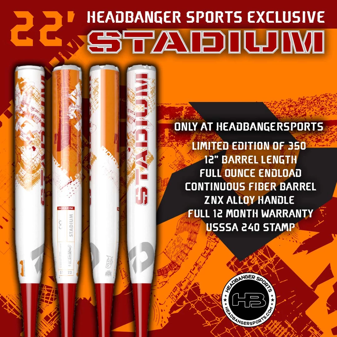 2022 DeMarini Stadium 12" USSSA Slowpitch Softball Bat: WTDXSTU-22 Bats 5 2022 DeMarini Stadium 12" USSSA Slowpitch Softball Bat: WTDXSTU-22 Bats