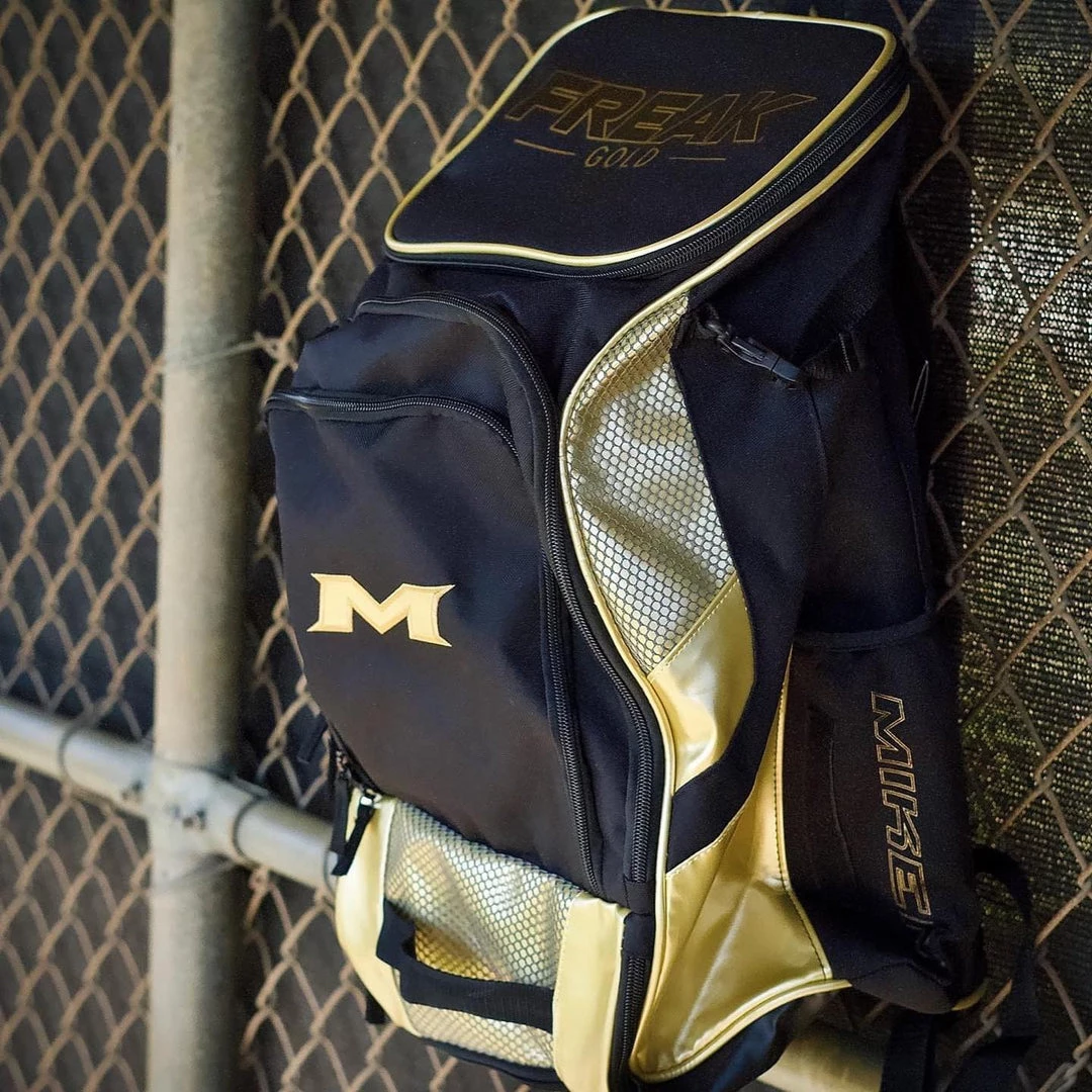 2022 Miken MK7X Baseball & Softball Backpack (Freak Gold Series): MKMK7X-BP-GLD 4 2022 Miken MK7X Baseball & Softball Backpack (Freak Gold Series): MKMK7X-BP-GLD