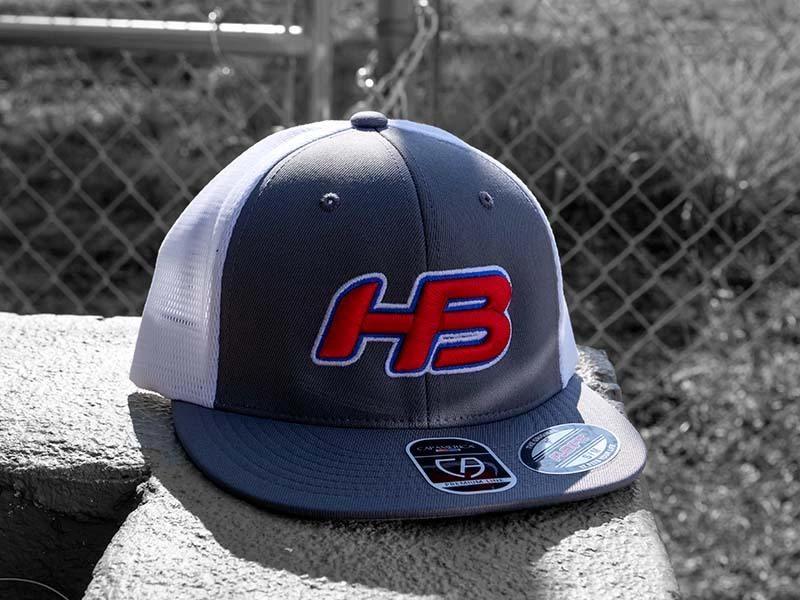 HB Sports Headbanger Sports I8501 Cap America Flexfit Performance Trucker Mesh Back Hat: Graphite / White / RWB 4 HB Sports Headbanger Sports I8501 Cap America Flexfit Performance Trucker Mesh Back Hat: Graphite / White / RWB