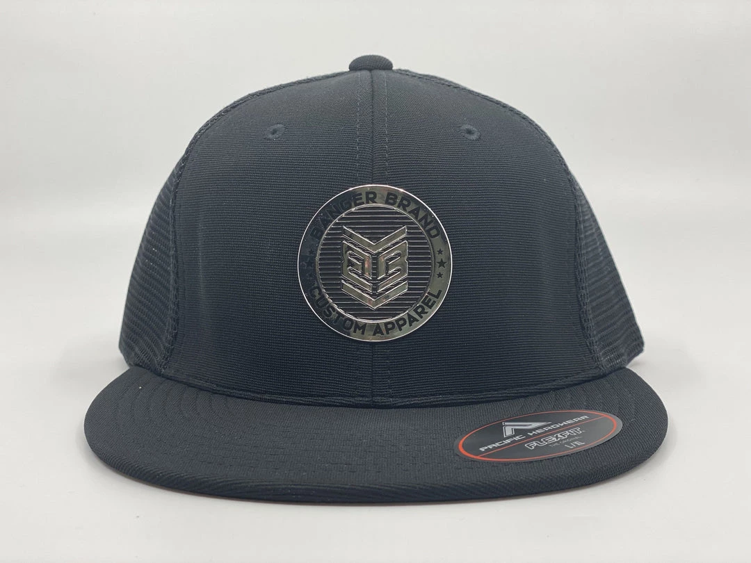 HB Sports Apparel Banger Brand Exclusive Pacific ES341 Premium Performance Trucker Flexfit Hat: Chrome Circle 3 HB Sports Apparel Banger Brand Exclusive Pacific ES341 Premium Performance Trucker Flexfit Hat: Chrome Circle