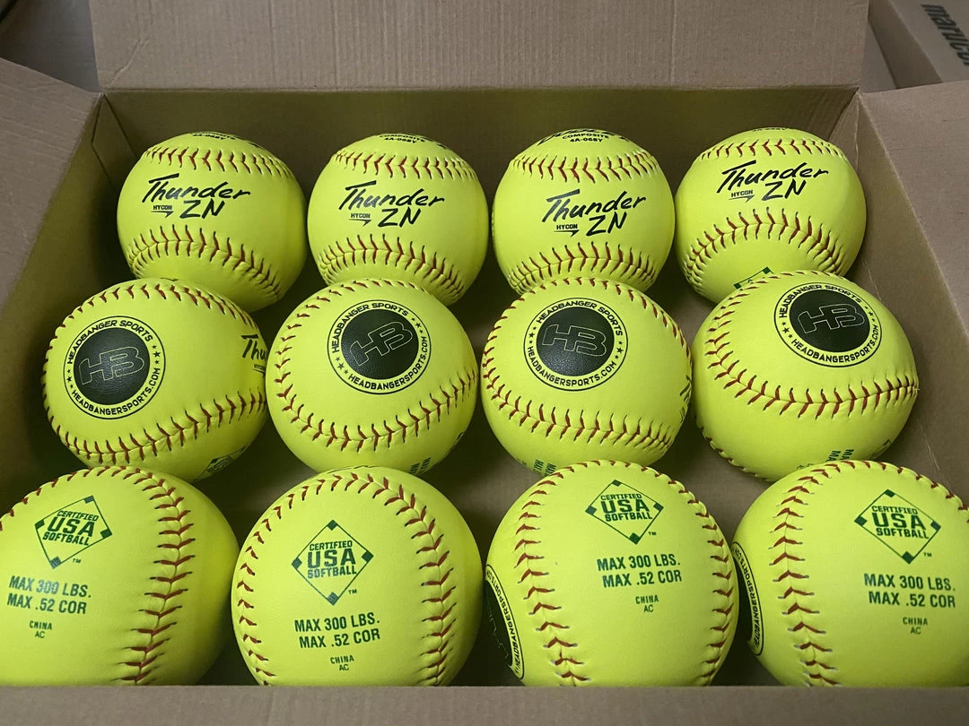 Dudley Thunder ZN HYCON 12" USA/ASA Slowpitch Softballs (DOZEN): 4A068Y 4 Dudley Thunder ZN HYCON 12" USA/ASA Slowpitch Softballs (DOZEN): 4A068Y