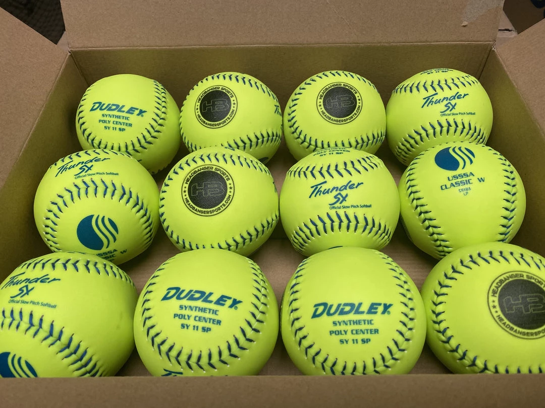 Dudley Thunder SY 11" Classic W Synthetic USSSA Slowpitch Softballs (DOZEN): 4U542Y 4 Dudley Thunder SY 11" Classic W Synthetic USSSA Slowpitch Softballs (DOZEN): 4U542Y