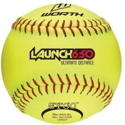 Worth 12" Launch 650 Ultimate Distance Slowpitch Softballs (Dozen): L650Y Gear