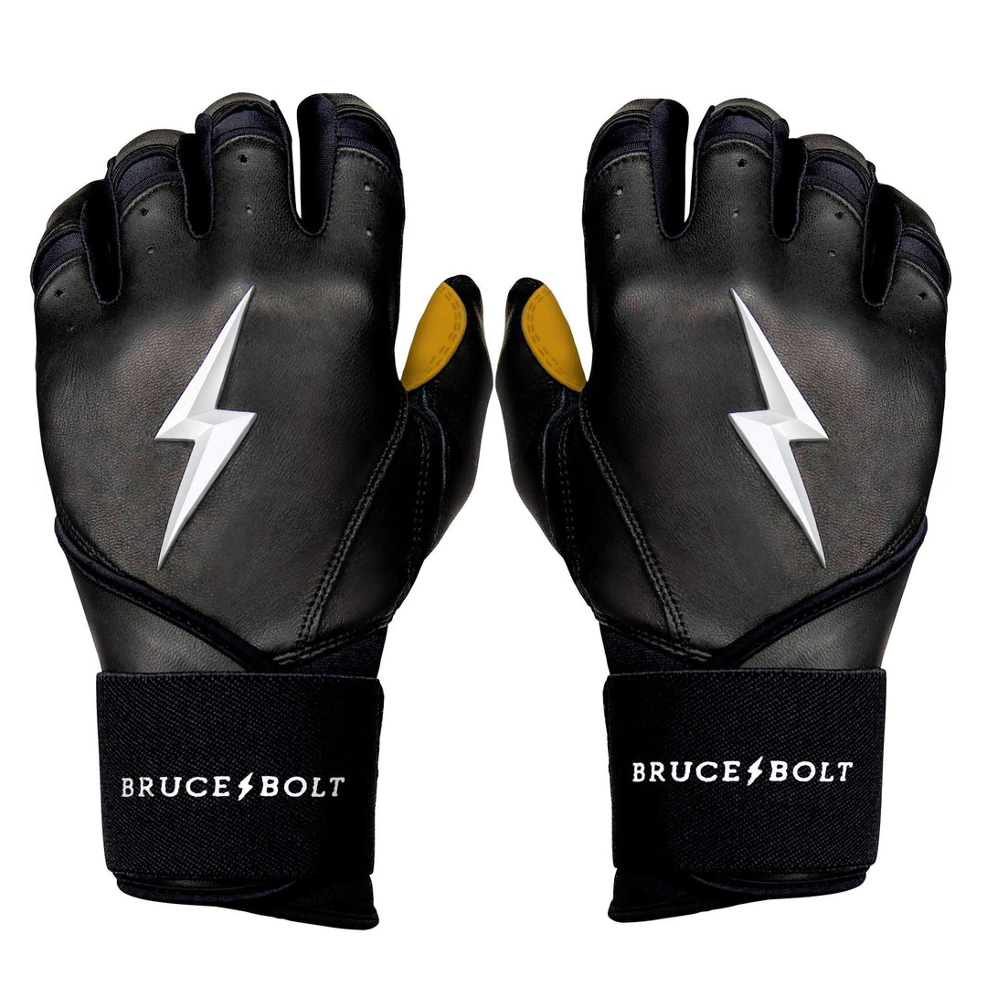 Bruce Bolt PREMIUM PRO Long Cuff Batting Gloves: Black Gear 3 Bruce Bolt PREMIUM PRO Long Cuff Batting Gloves: Black Gear