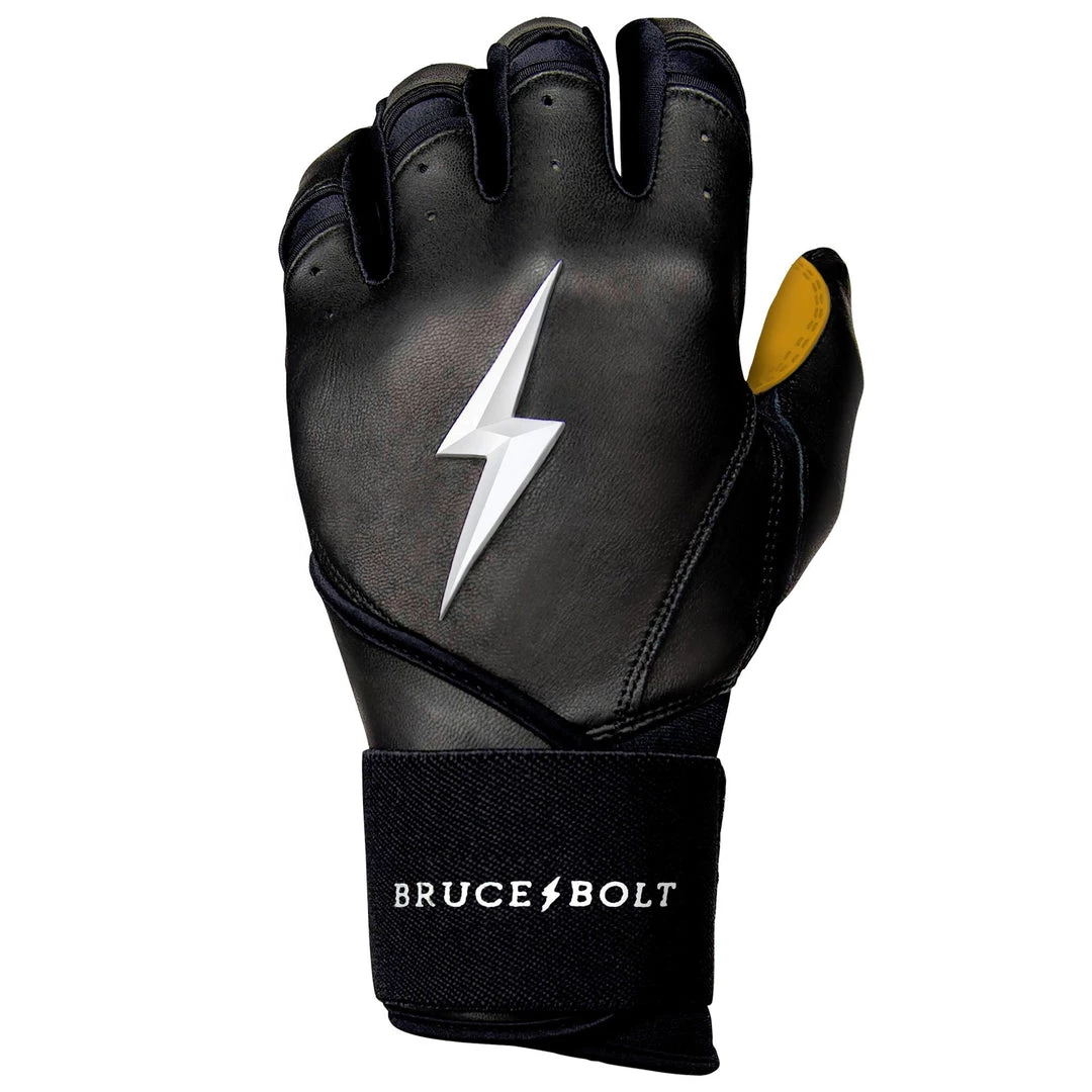 Bruce Bolt PREMIUM PRO Long Cuff Batting Gloves: Black Gear 8 Bruce Bolt PREMIUM PRO Long Cuff Batting Gloves: Black Gear