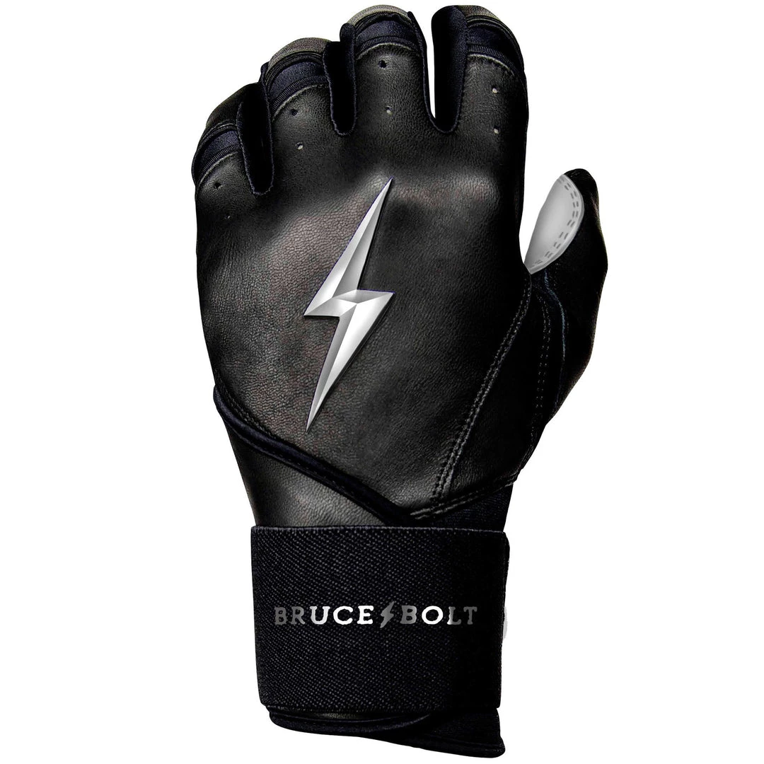 Bruce Bolt PREMIUM PRO Chrome Series Long Cuff Batting Gloves: Black Gear 7 Bruce Bolt PREMIUM PRO Chrome Series Long Cuff Batting Gloves: Black Gear