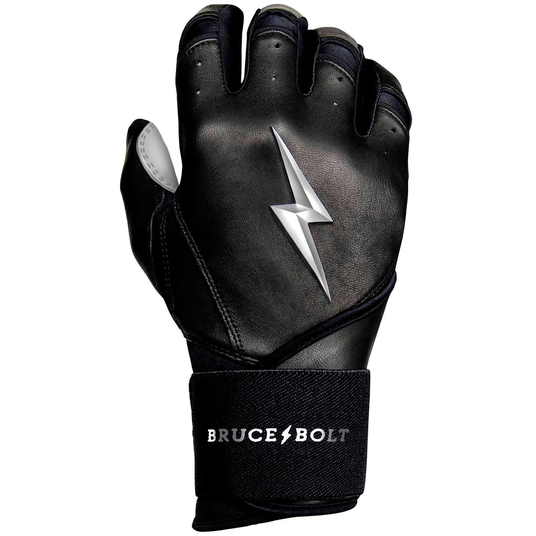 Bruce Bolt PREMIUM PRO Chrome Series Long Cuff Batting Gloves: Black Gear 9 Bruce Bolt PREMIUM PRO Chrome Series Long Cuff Batting Gloves: Black Gear