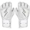 Bruce Bolt PREMIUM PRO Chrome Series Long Cuff Batting Gloves: White