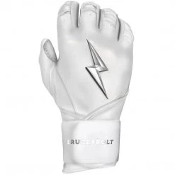 Bruce Bolt PREMIUM PRO Chrome Series Long Cuff Batting Gloves: White 15 Bruce Bolt PREMIUM PRO Chrome Series Long Cuff Batting Gloves: White