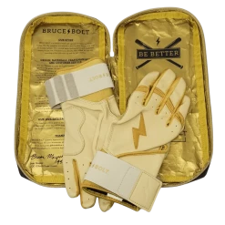 Bruce Bolt PREMIUM PRO Gold Series Batting Gloves: Long Cuff
