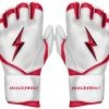 Bruce Bolt PREMIUM PRO BADER Series Long Cuff Batting Gloves: White Gear