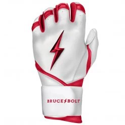 Bruce Bolt PREMIUM PRO BADER Series Long Cuff Batting Gloves: White Gear