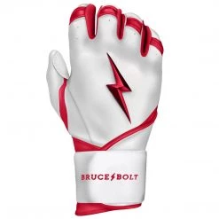 Bruce Bolt PREMIUM PRO BADER Series Long Cuff Batting Gloves: White Gear 12 Bruce Bolt PREMIUM PRO BADER Series Long Cuff Batting Gloves: White Gear
