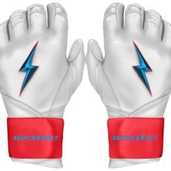 Gear Bruce Bolt PREMIUM PRO BRINSON Series Long Cuff Batting Gloves: White
