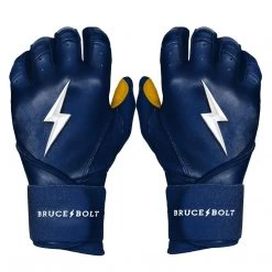 Bruce Bolt PREMIUM PRO Long Cuff Batting Gloves: Navy Gear