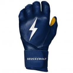 Bruce Bolt PREMIUM PRO Long Cuff Batting Gloves: Navy Gear