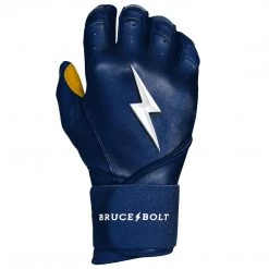 Bruce Bolt PREMIUM PRO Long Cuff Batting Gloves: Navy Gear