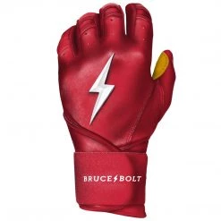 Bruce Bolt PREMIUM PRO Long Cuff Batting Gloves: Red 10 Bruce Bolt PREMIUM PRO Long Cuff Batting Gloves: Red