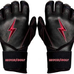 Bruce Bolt PREMIUM PRO TC42 Series Long Cuff Batting Gloves: Black Gear