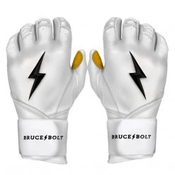 Gear Bruce Bolt PREMIUM PRO Long Cuff Batting Gloves: White