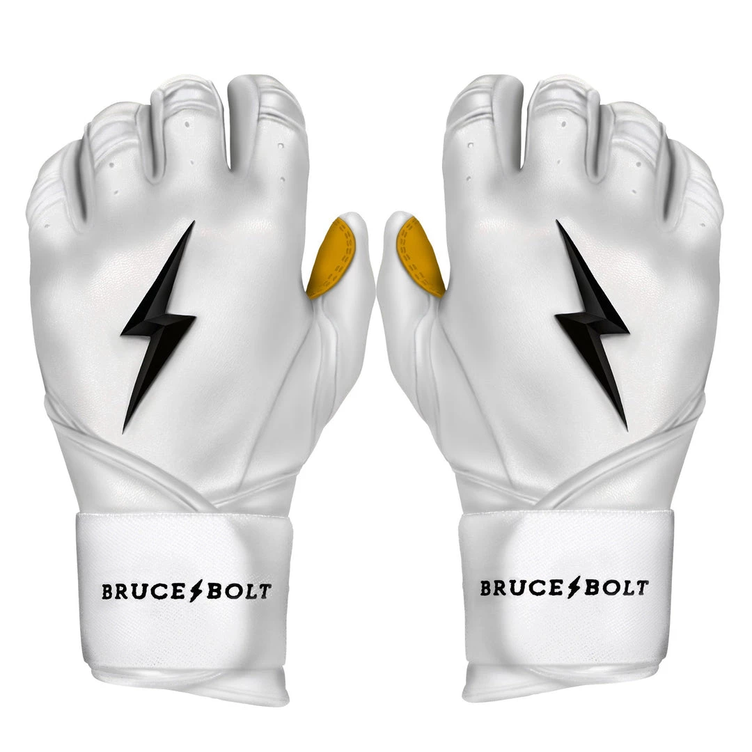 Gear Bruce Bolt PREMIUM PRO Long Cuff Batting Gloves: White 3 Gear Bruce Bolt PREMIUM PRO Long Cuff Batting Gloves: White