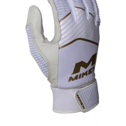 Gear Miken Softball MK7X Adult White And Gold Batting Gloves: MBGGLD-WHT